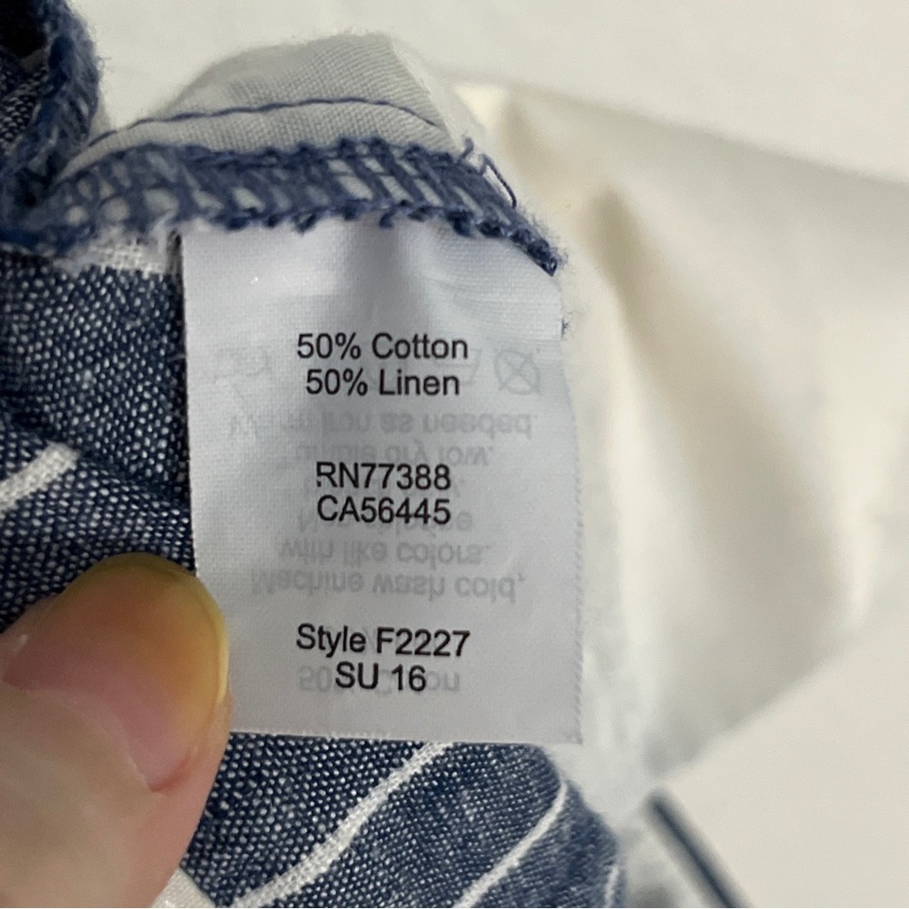 JCrew Mini Skirt Blue White Linen Cotton Pocket Chambray Striped Nautical Sz 6 S - Picture 8 of 9